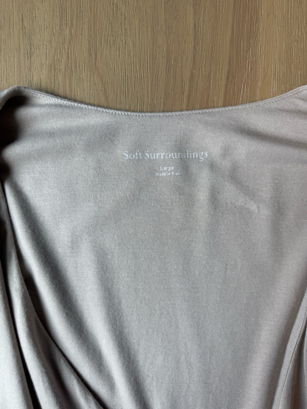 Soft Surroundings Beige Faux Wrap Top Size Large Soft Cozy - Picture 2 of 6
